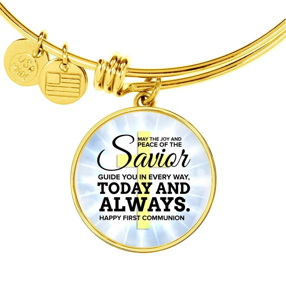 May The Joy And Peace Personalized Engraved Gold Circle Bangle Bracelet Custom
